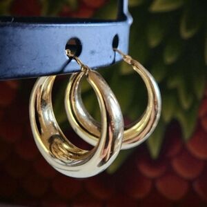Bronzallure Vintage Italian 18K Gold Plate Hoop Earrings